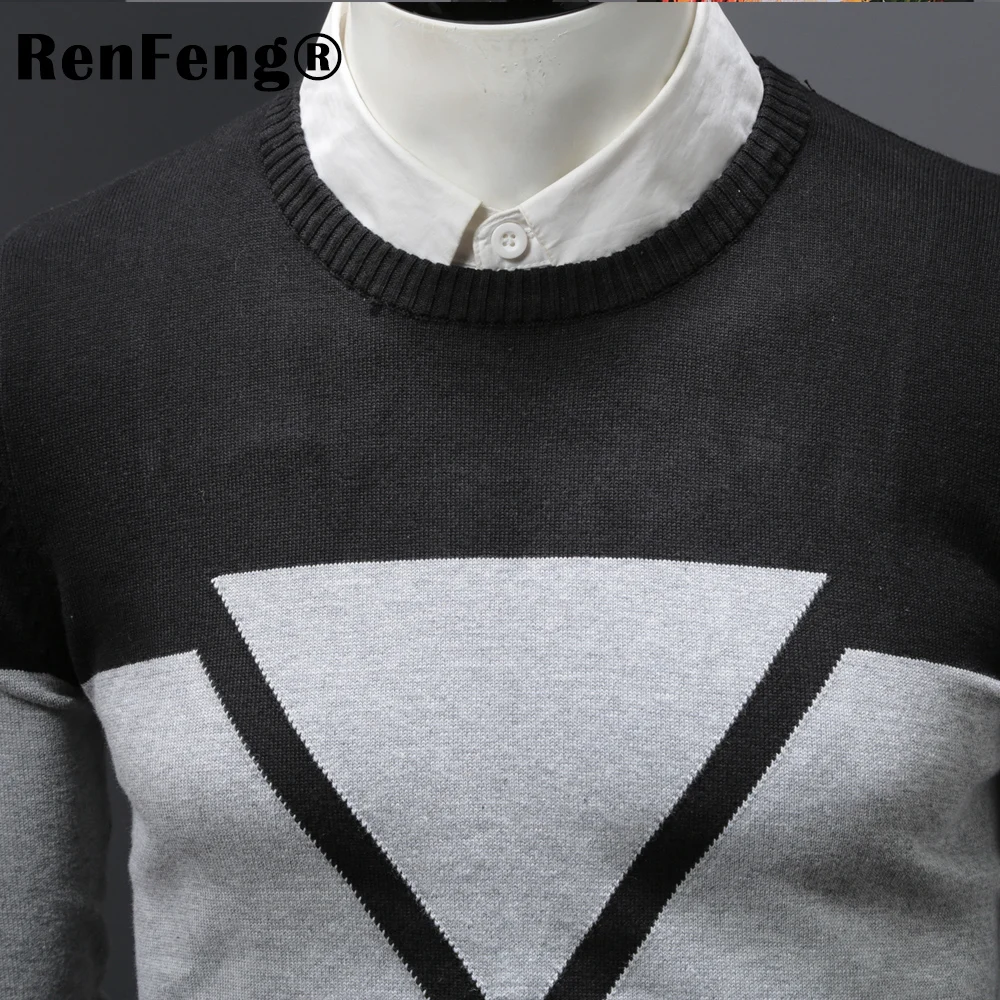 Male Warm thermal underwear Sweater Pullover Fashion Sweater Men Patchwork Black Gray Sweaters Autumn Winter Plus Size Jumper (5)