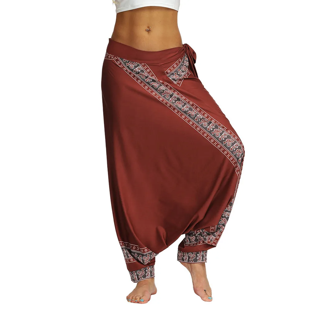 

Women Casual Loose Yoga Trousers Baggy Boho Aladdin Jumpsuit Pants 2019 Casual printed Aladdin Harem Pants Sportswear Fitness