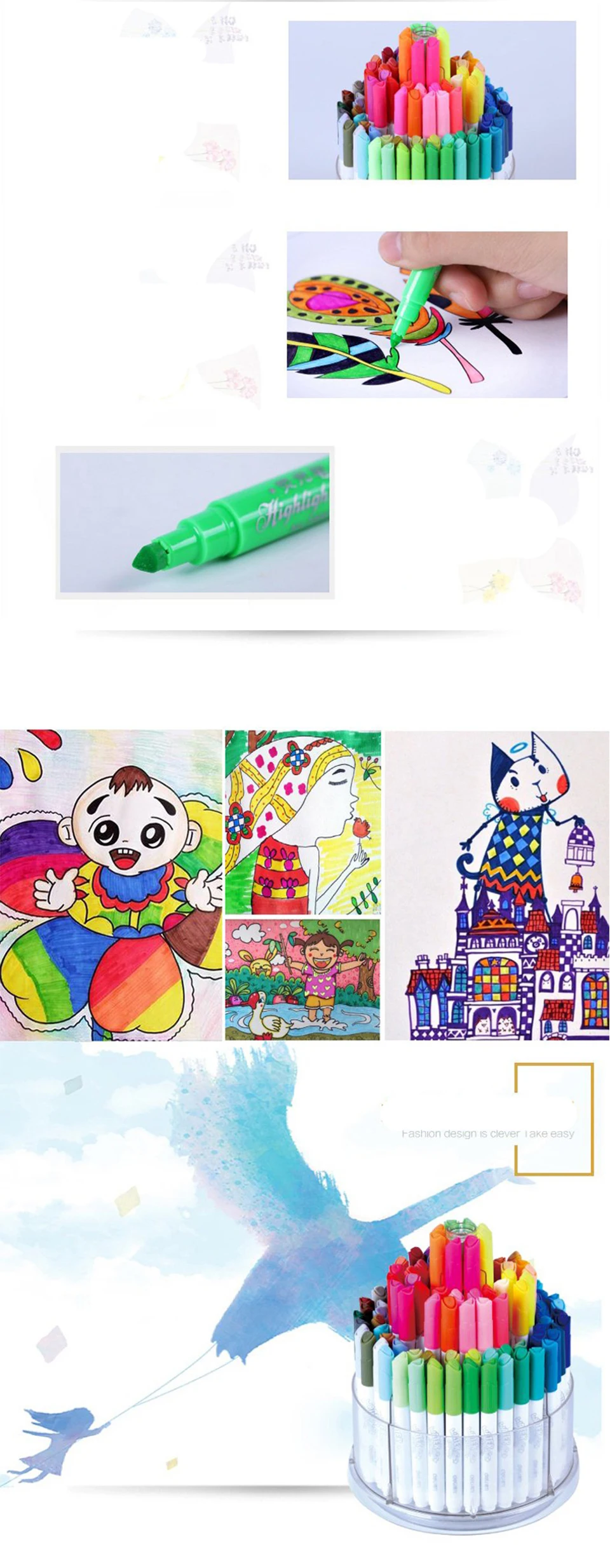 Conjunto de Cores Deli Aquarela Caneta Crianças Lavável Cor Escola Primária Arte Multicolorido Pintura Pincel Desenho Canetas 100 6 crianças lavável cor caneta escola primária arte