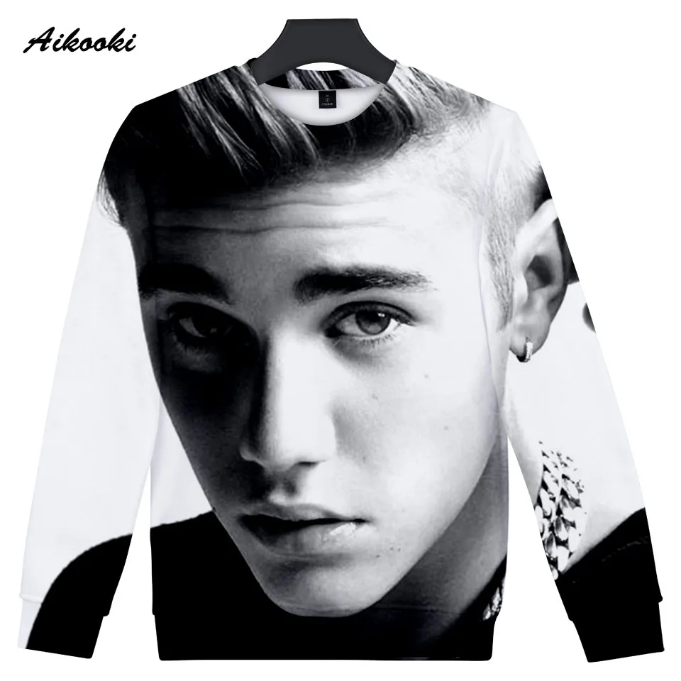 Aikooki Famous Justin Bieber 3D Sweatshirt Men/Women Hoodies 3D Print Star Polluvers Boys/Girls Sweatshirts Cotton Thin Tops