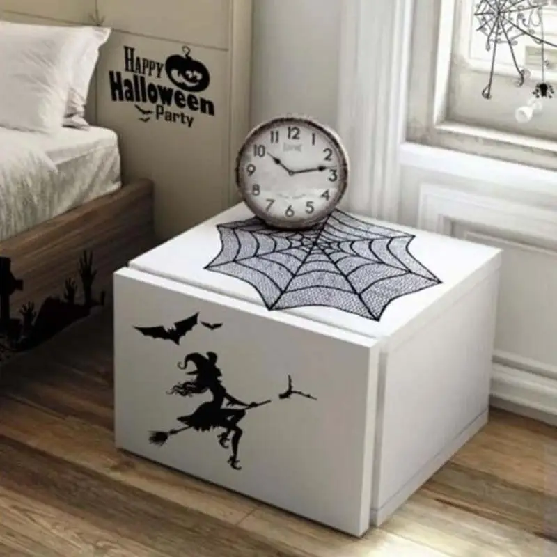 

Halloween Spider Star Round Web Tablecloth Fireplace Table Decor Topper Covers