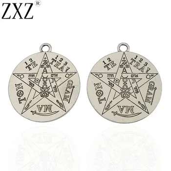 

ZXZ 5pcs Large Tetragrammaton Pentagram Pentacle Charms Pendants Double Sided Wiccan Pagan 40x40mm