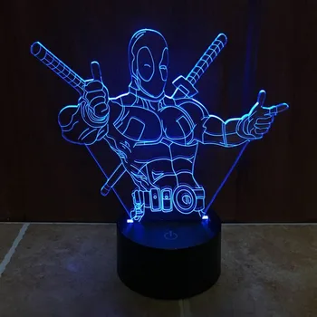 

7 Color Changing Hero Deadpool 3D light LED Night Light USB touch LED Decorative LED Table Lamp Colorful Desk Lighting