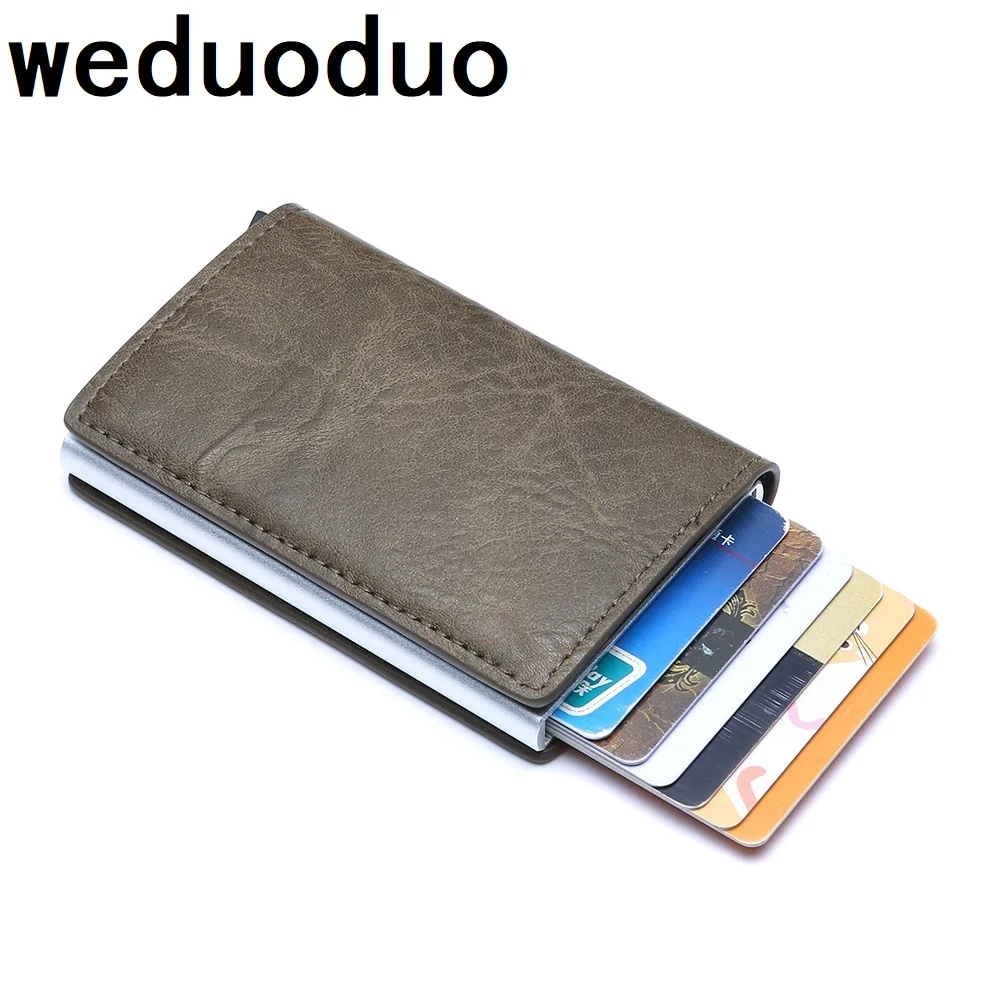

2019 Anti id Cardholder PU Leather Credit Card Holder Rfid Blocking Wallet Security Aluminum Metal Purse creditcard holder Case