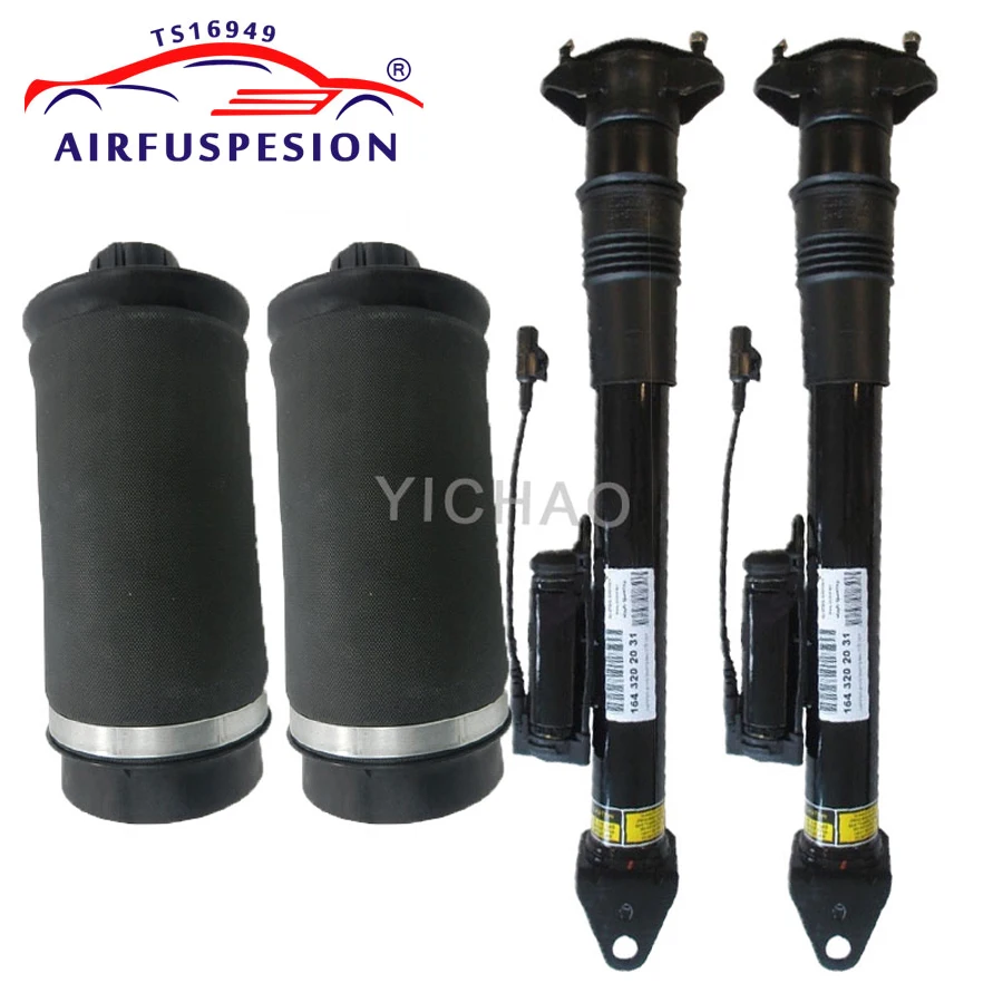 2pcs Rear Air Suspension Shock With Ads + 2pcs Air Spring For Mercedes ...