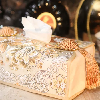 

Gold fashion palace embroidery gold silk embroidered European tissue box, tissue set A1 original order