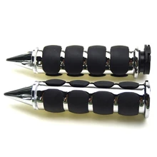 1 Pair prata 1 ”25mm Ou 7/8” 22mm Alça Motocicleta Feita Sob Encomenda Chrome Alumínio Apertos de Mão para Chopper Cruiser Guiador