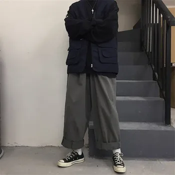 

Women Pants High Waist Solid Full Length Trousers Female Cool Sweatpant Fashion Vintage Draswting Stretch Loose Pants Plus Size