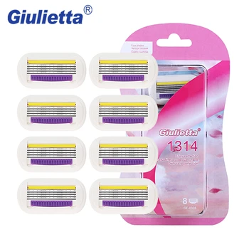 

Giulietta 4 Layer Stainless Steel Shaving Razor Blade For Women Safety Beauty 8pcs/lot Female Shaver Replacement Blades Head