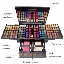 MISS ROSE Brand 180 Colors Super Makeup Eyeshadow Palette Powder Blusher Lips Eyebrow Professional Make Up Kit Maquiagem Tools