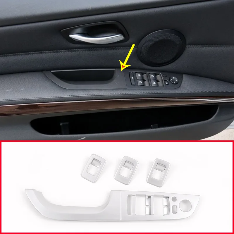

4pcs Carbon Fiber Style ABS Car Window Lift Button Frame Trim For BMW E90 3 Series 2005-2012 Left Hand Drive Accessories