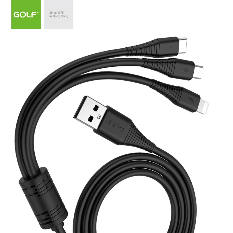 GOLF 3 в 1 usb зарядный кабель для iPhone 5S 6 6 S 7 8 Plus X XS Max XR samsung S6 S7 S8 S9 S10 Plus Redmi Note 4X5 5A 7 зарядное устройство