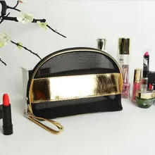 Korean version of transparent black net handbags women cosmetic bag wash hand holding mini cute makeup bags travel bag organizer