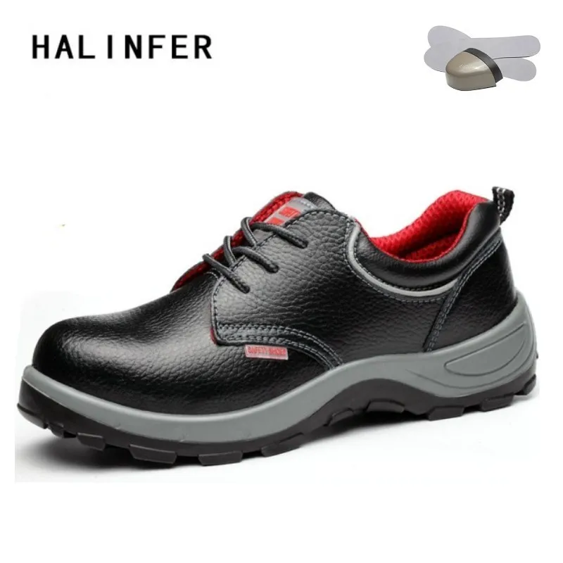 

HALINFER outdoor steel toe cap work&safety boots shoes men puncture proof boots men leather ankle boots men's plus size 37-46