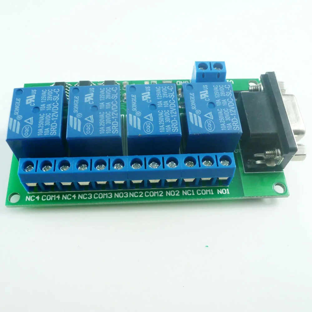 CE039 DC 12 В 4 канальная релейная плата RS232 PC USB UART DB9 дистанционный переключатель для