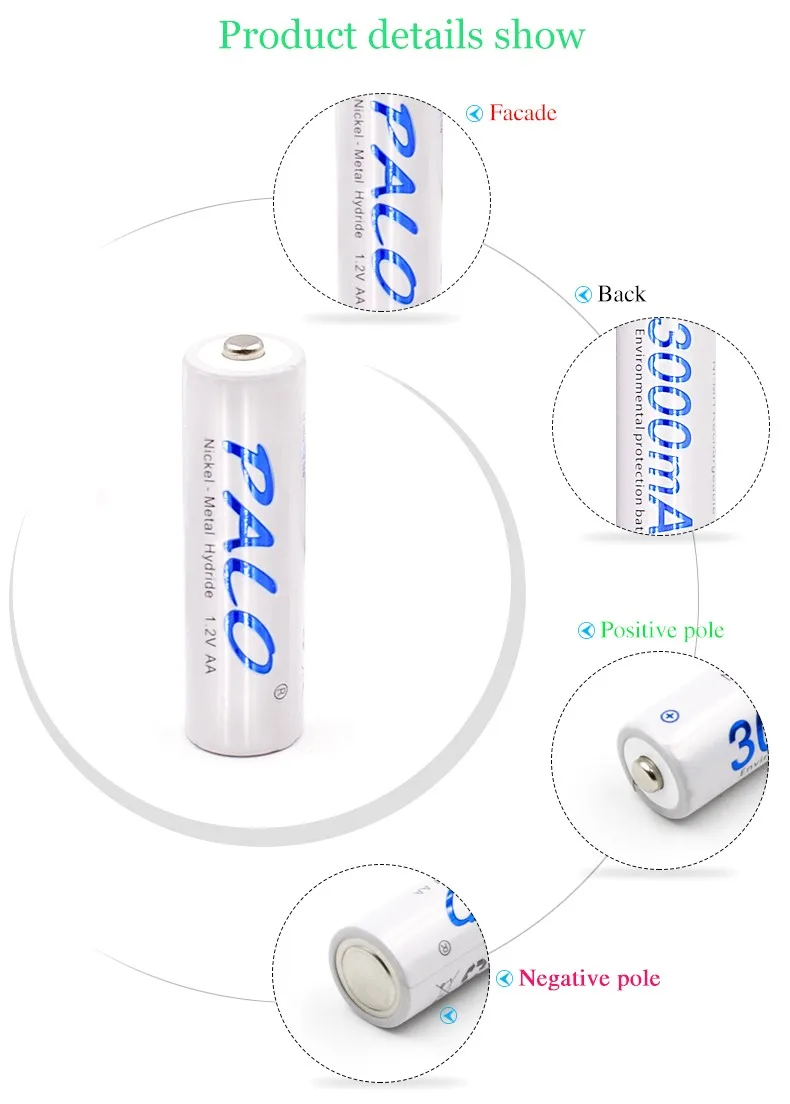 PALO 6 шт. 3000mAh 1,2 v AA перезаряжаемая батарея 2a rechargeabl для Светодиодный светильник для размещения игрушек батарея для камеры MP3 mp4 микрофон