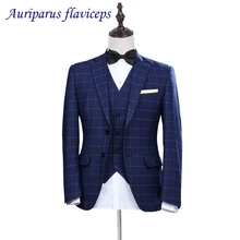 Высокое качество королевский синий костюмы для мужчин Slim Fit Жених смокинги Костюм куртка на заказ Свадебный костюм Две кнопки(куртка+ брюки+ жилет