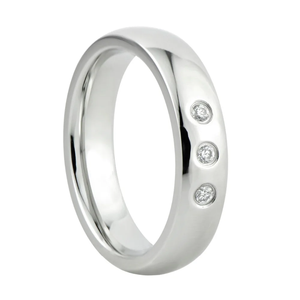 

wedding band 316L stainless steel ring with three CZ stone inlaid gift for Xmas