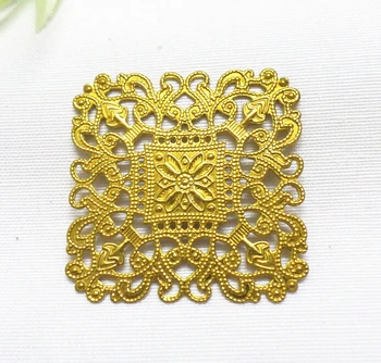 

100pcs/lot 40mm brass square filigree wrap findings