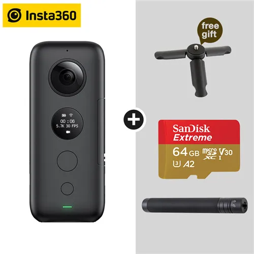 Insta360 Экшн-камера ONE X VR 360 панорамная камера для iPhone и Android 5,7 K видео 18MP фото невидимая селфи палка штатив - Цветной: Kit E 64G N Pole