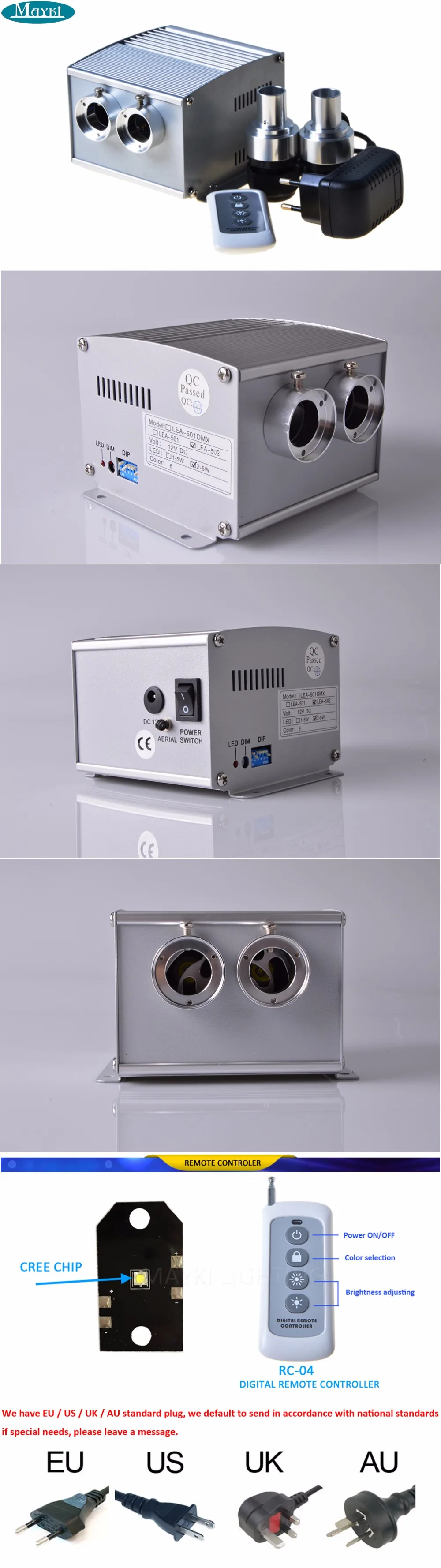 Fiber optic lighting using 10W white LED fiber optic projector, with twinkle effect and remote controller