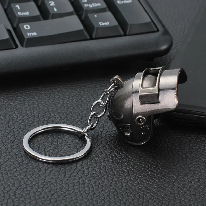 2018 PUBG cobre llavero casco y pistolas 98 K fanáticos del juego Llaveros anillo purpurina Llaveros para fanáticos de PUBG Chaveiro