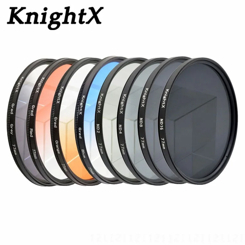 KnightX Grad синий 49 52 55 58 62 67 72 77 фильтр объектива для sony Canon Nikon цветной светильник фильтры для фото 100d 450d nd