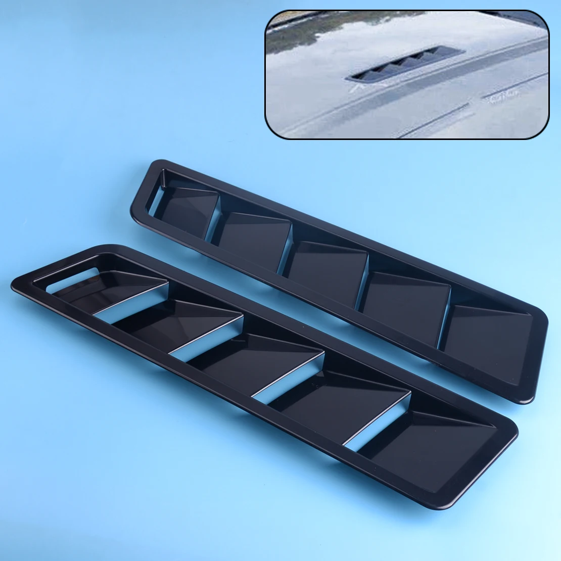 

beler 2PCS Universal Matte Black Solid ABS Bonnet Hood Vent Louver Cooling Panel Trim Car Styling