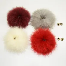 13 см подлинный помпон из лисьего меха шерсятная вязаня шапка с помпоном из натурального меха с кнопками аксессуары для зимние шапочки шарф