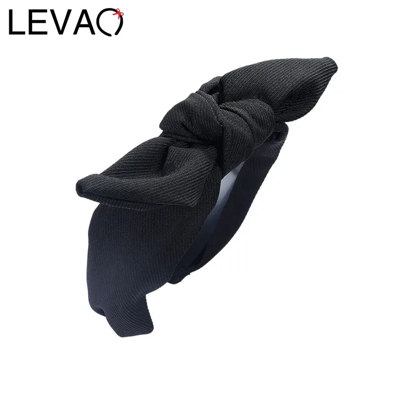 LEVAO, новинка, однотонный цвет, хлопок, для женщин, тюрбан, лента для волос, корейский ободок, завязанный, аксессуары для волос, головной убор для женщин, аксессуары для волос - Цвет: F-black2