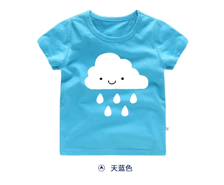 Новая футболка для мальчиков и девочек 3-9 лет, хлопковые топы с короткими рукавами с рисунком облака, детская одежда с рисунком для мальчиков, футболка