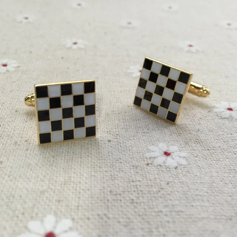 

10pairs/lot Black and White Carpet Cufflinks Masonic Freemasonary Free Masons Enamel Cuff Links for Garment