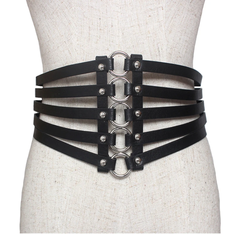 Марка Desgin широкий кожаный ремень многослойный полый металлический кольцо эластичные ремни для женщин платье аксессуары