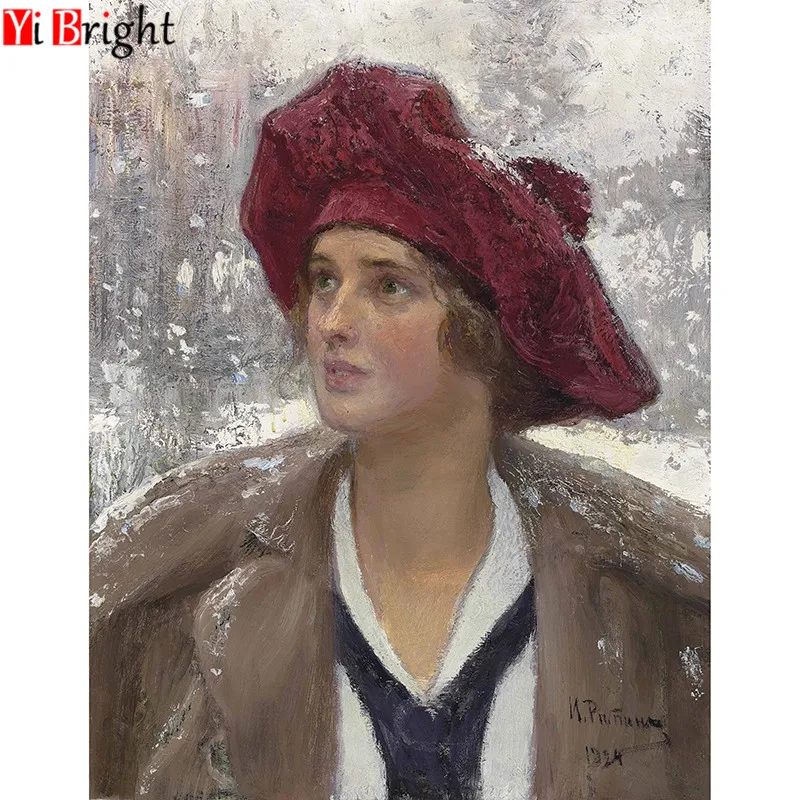 

Full SquareRound Drill 5D DIY Diamond Painting Woman in the snow Embroidery Cross Stitch Mosaic Home Decor Gift ZX
