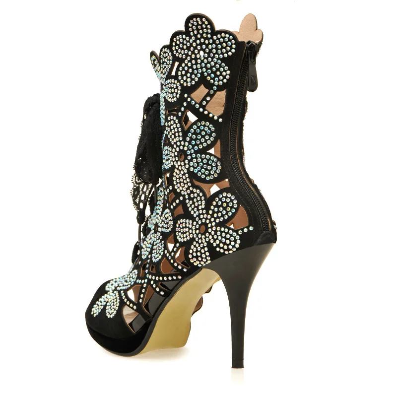 blue Fleur Style Conception Nouvelles Couverture Femme Gladiateur Stylesowner Hauts Longues Black Talons Rome 2018 Sandales Top High Bonne Avec qwaU76F