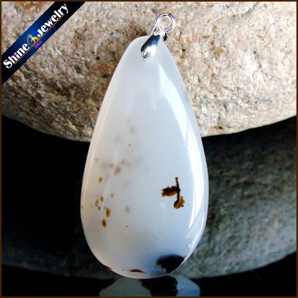 Fashion Women Man Necklace Pendant Big Natural Moss Agates Stone