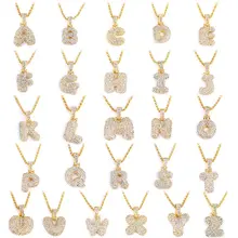 Пользовательские Пузырьковые буквы имя кулон золото серебро розовое золото Стразы хип хоп ожерелья ювелирные изделия подарок Прямая поставка