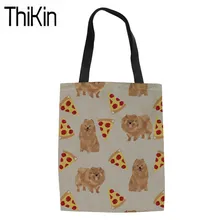 THIKIN холщовые сумки-шопперы для женщин милые померанианцы печать складные сумки для покупок дамская сумка через плечо для покупок сумки для книг для девочек