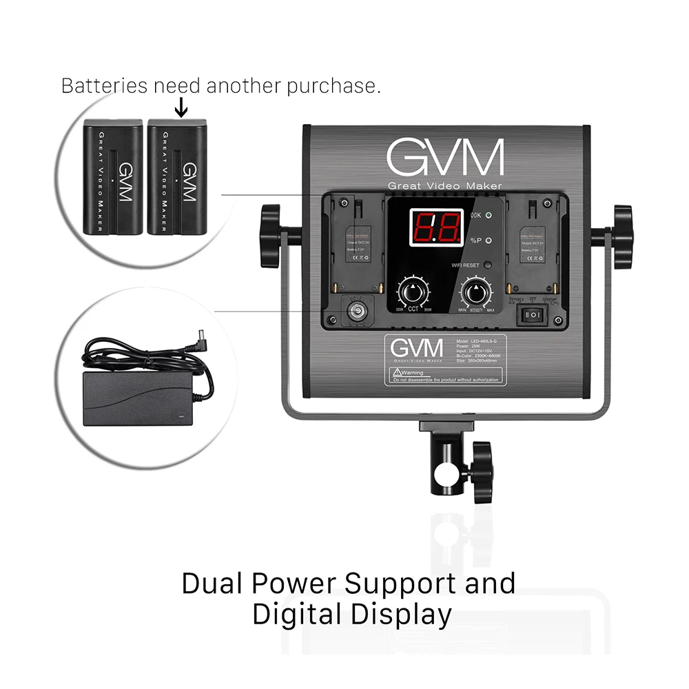 GVM светодиодный-480LS 29 Вт 2300 К-6800 к Диммируемый двухцветный светодиодный светильник для видеосъемки корпус из алюминиевого сплава с u-кронштейном для фотосъемки светильник ing