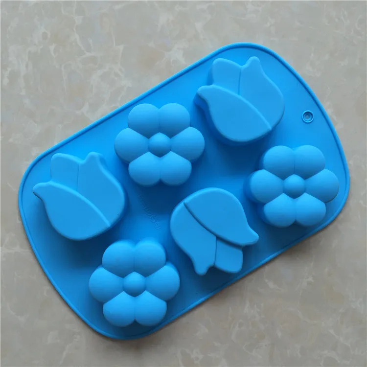 Six Flower Shape Soap Making Mould silicone cake tulip Gardenia handmade soap Silicone Mold