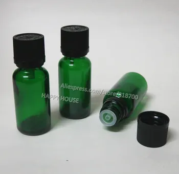 

360 x 20ml green glass bottle with plastic lids, 20cc Glass essential oil container with child proof cap