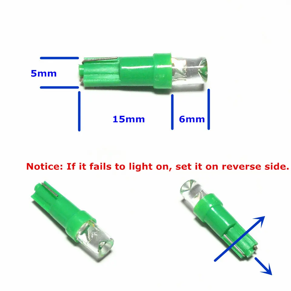 Лампа светодиодная автомобильная 5 мм 24 светодиодный W1.2W W2.3W W2X2.6d|t5 green led|light for carcar