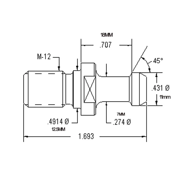 BT30 M12 45 pull stud Made in china 
