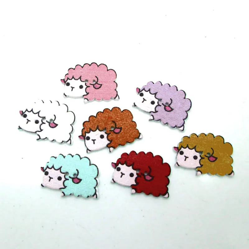 

50pcs Mixed Sheep Sewing Wooden Buttons For Clothes Crafts Scrapbooking DIY Fabric Decorative Needlework Accessories