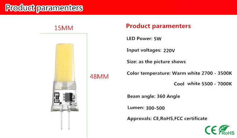 Светодио дный E14 G4 G9 Лампа AC 220 230 240 5 Вт COB SMD светодиодные осветительные приборы заменить галогенные фары люстры