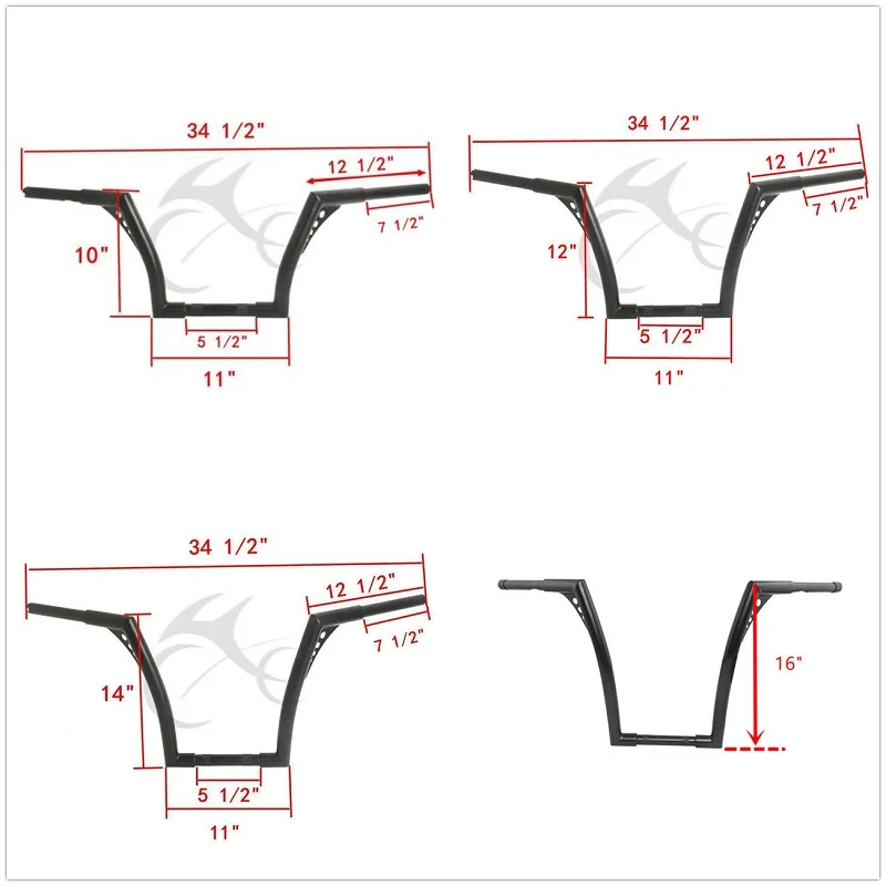 10/12/14/1" рост 1 1/4" мотоцикл руль Вешалки бар для Harley FLST FXST Sportster Softail XL 883 1200