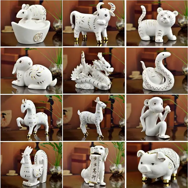 handmade creative white ceramic animal decoration small ceramic animals