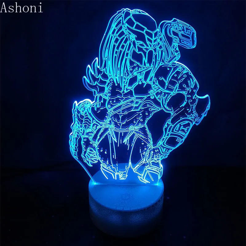 

Predator Action Figure 3D Nightlight Visual Illusion LED Changing Anime Alien vs Wolf Predator Lighting Model Christmas Gift