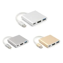 USB-C-HDMI 3 в 1 кабель-конвертер для samsung huawei Apple Usb 3,1 Thunderbolt 3 type-C Кабель-адаптер HDMI 4K 1080P