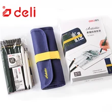 Deli 27 шт./компл. Художественный набор профессиональный художественный рисуйте наброски угольный карандаш бумажный ластик тканевый мешок набор инструментов для рисования школьные принадлежности